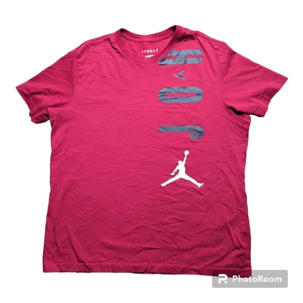 Jordan Air Short-Sleeve Gray Men's  T-shirt CZ8402-887 Size XL Color Red